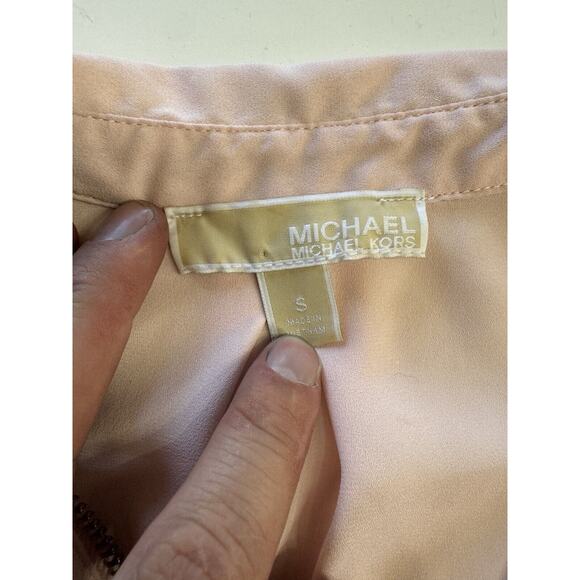 MICHAEL Michael Kors Semi Sheer Pink Half Zip Pink Blouse Top Size Small - Picture 3 of 5